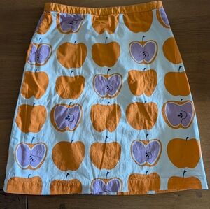 Boden apple print skirt in orange and purple